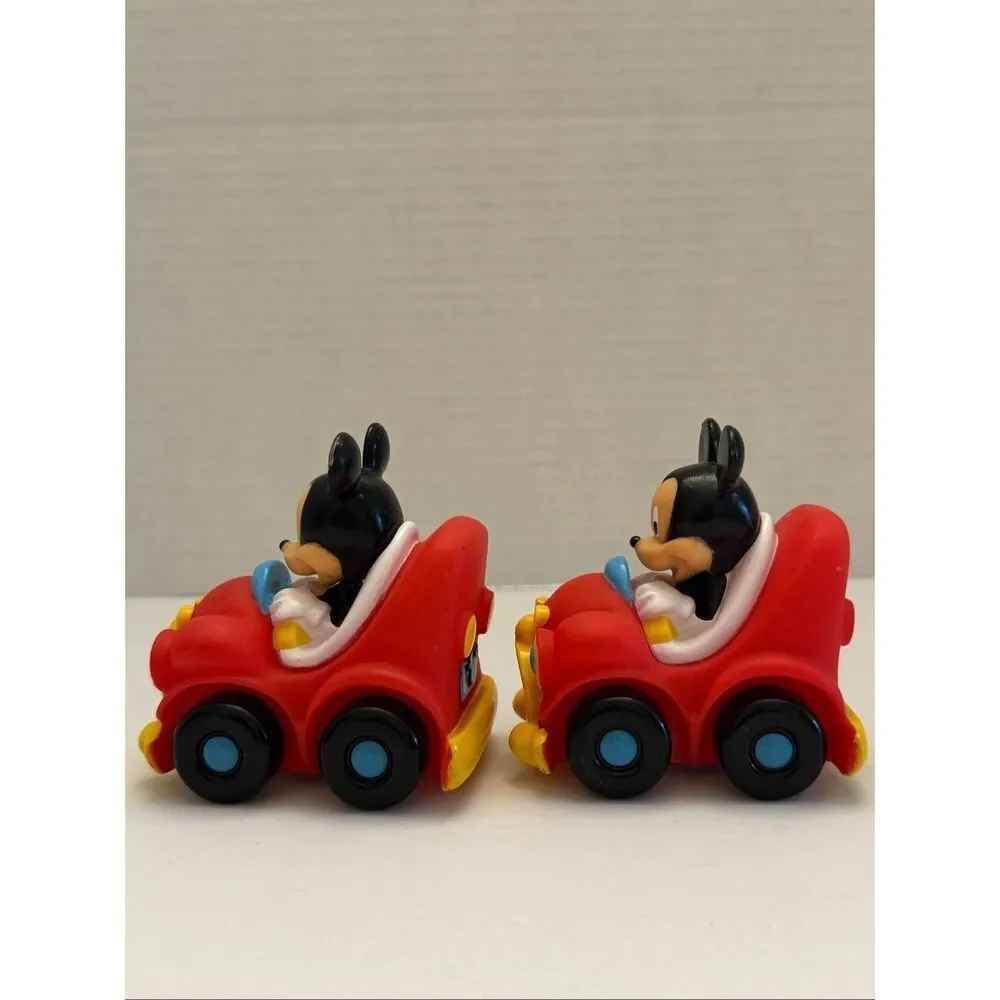 Disney Mickey Mouse Roll-along Red Toy Car by Sassy Push & Go Vehicle Set of 2